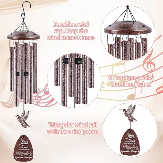 Memorial Wind Chime for Outside: Sympathy Bereavement Gift for Loss of Loved One of Mother Father Husband Wife Friend, Condolence Remembrance Keepsake