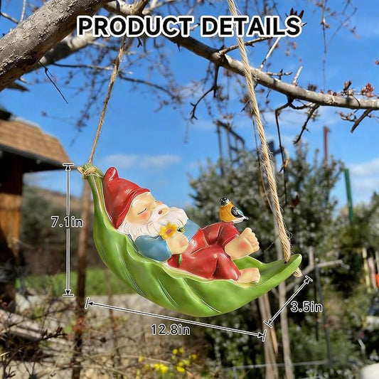 Garden Gnome Outdoor Statues for Garden Decor, Gnome Bird Flowers Resin Hanging Decorations Tree Ornaments Figurines for Outside Backyard Art Decor