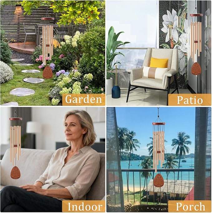 Mom Gifts Wind Chimes - Gifts for Mom from Daughter Son, Birthday Christmas Thanksgiving Mothers Day Love Reminder Present Idea, Wind Chimes for Outside Garden Decor