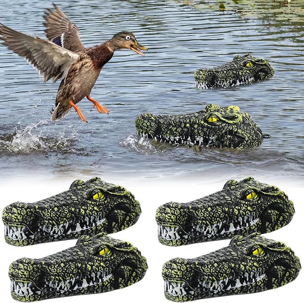 4 Pack Floating Alligator Head Decoy, Outdoor Pools Float Fake Alligator Head, 7.5 Inch Pond Accessories Floating Crocodile Duck Deterrents Outdoor Garden Decoration