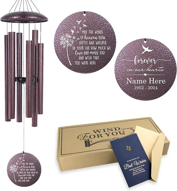 Personalized 32" Memorial Wind Chimes for Loss of Loved One, Produced in USA Memorial Wind Chimes Gifts for Loss Mom Dad Sister, Sympathy Gifts for Bereavement Remember, Windchimes for Outside