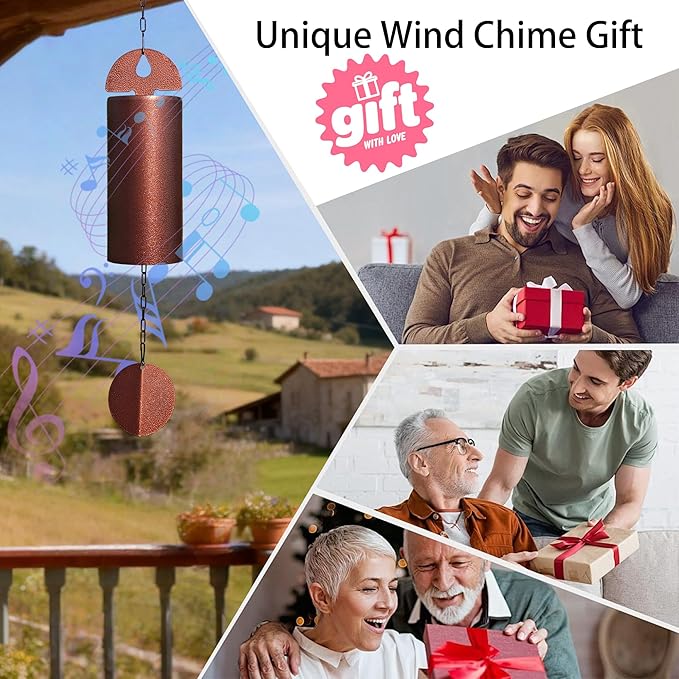 27" Wind Chimes for Outside Deep Tone - Heroic Windbell Deep Resonance Serenity Bell,Windchimes Outdoors Decor for Patio Yard Porch Garden,Memorial Wind Chimes Gifts for Mom Grandma,Christmas, Bronze