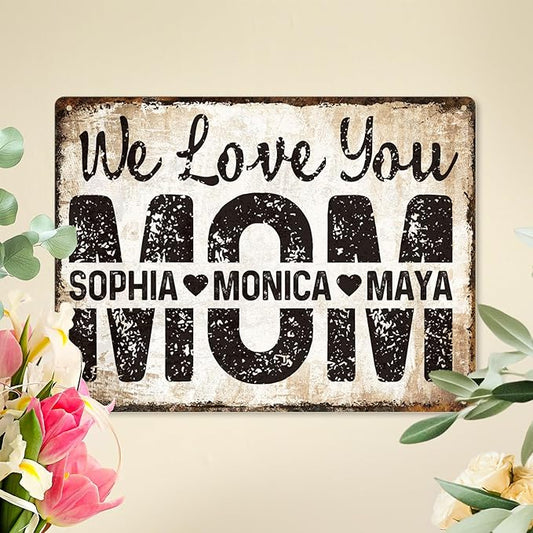Custom Garden Signs Personalized Metal Tin Sign for Women, Retro Funny Mom Metal Sign for Outdoor, Patio, Yard Rustic Home Decor Gift for Mothers Day, Grandmas, and Gardening Lovers