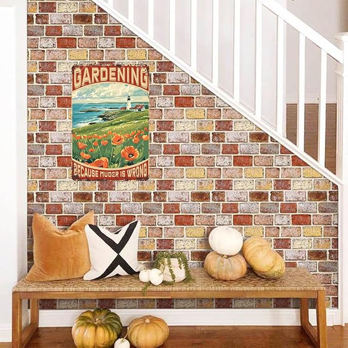 snowsun Vintage Metal Signs Gardening Because Muder Is Wrong Funny Tin Sign Home Decor Wall Plaque for Living Room Bedroom Garden Yard Cafe Garage 8×12 Inches