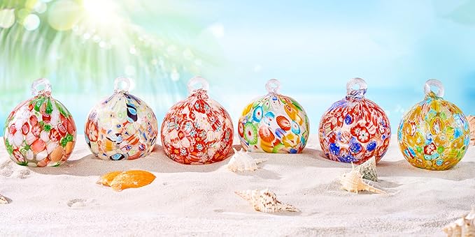EUSTUMA Hand Blown Glass Witch Ball,Glass Ornament Hanging Garden Gazing Ball Indoor Outdoor Home Décor. (2)
