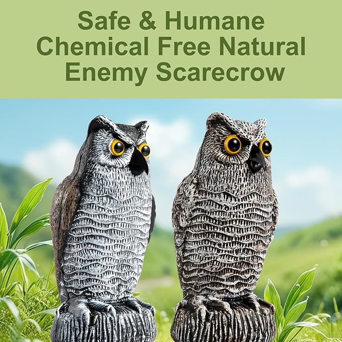 OFFO 2 Pack Plastic Owl Scarecrow for Halloween Decorations Outdoor Garden, Yard, Pool Decoration, 8.3 in Height