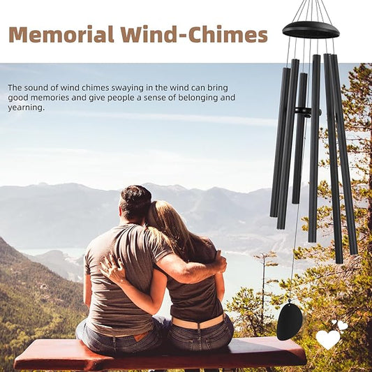 Wind-Chimes-Outdoor-Large-Decor, Deep Tone Soothing Melodic Tones Windchimes, Wind Chimes for Outside, Memorial Wind Chime Best Gift for Mom Women Grandma Neighbors(50" Black)
