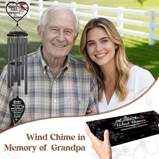 Memorial Gifts for Loss of Grandpa, 30" Sympathy Wind Chimes for Grandfather, Bereavement Condolences Remembrance Gift, Funeral in Memory of Grandpa, Windchimes for Outside