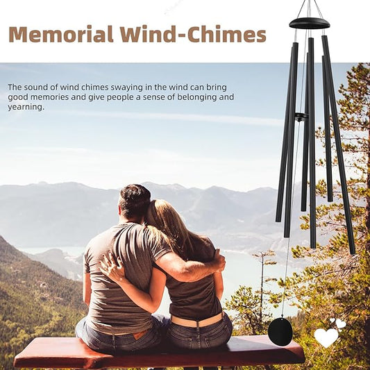 Wind-Chimes-Outdoor-Large-Decor, Deep Tone Soothing Melodic Tones Windchimes, Wind Chimes for Outside, Memorial Wind Chime Best Gift for Mom Women Grandma Neighbors(65" Black)