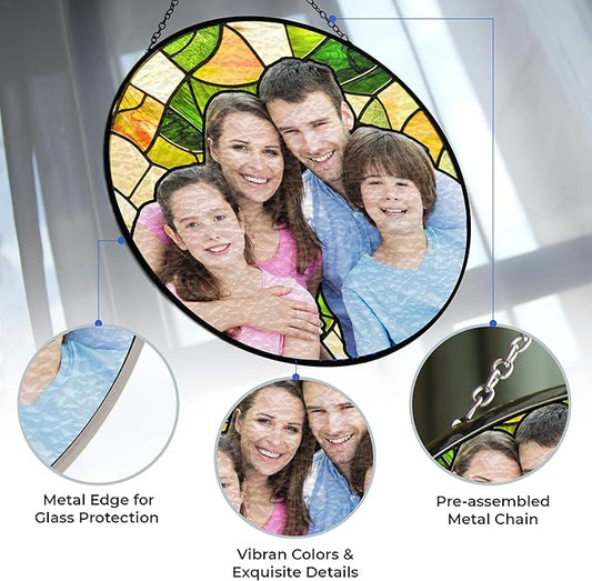 Custom Family Image, Transform Your Photos Into Art, Personalized Window Stained Glass, Father Memorial Gifts, Personalized Family Stained Glass Suncatcher, Custom Photo Ornament