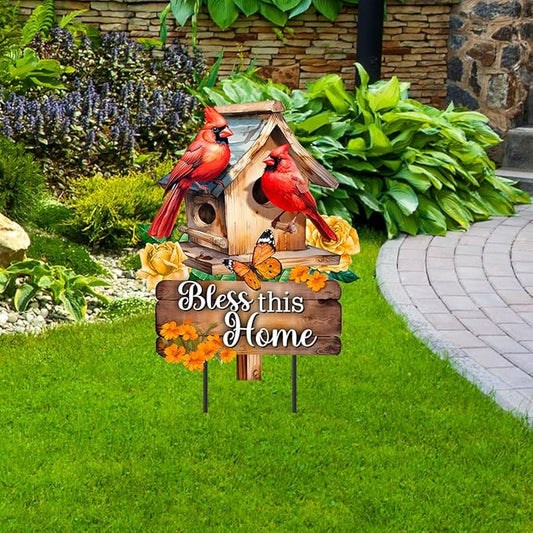 Briarwood Lane Bless This Home Cardinal Metal Art