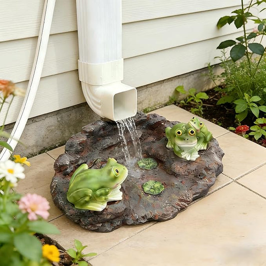 Frog Statue Splash Block Gutter Downspout Garden Decor, Larger Animals Gutter Downspout Splash Block Extensions Ornament Rain Concrete Resin Diverter Accessory, Outdoor Patio Decor Gift (13.8In)