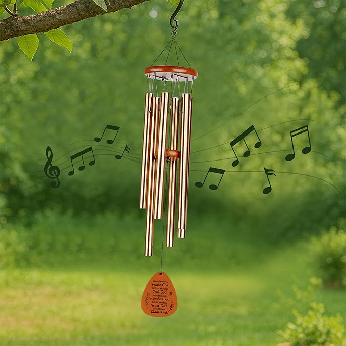 Christian Wind Chimes with Bible Verse - Catholic Spiritual Biblical Christian Gifts for Women Mom Grandma - Birthday Baptism Christmas Faith Based Gifts - Cross Religious Wind Chimes for Outside 28in