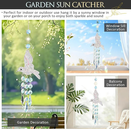 Hummingbird Crystal Sun Catcher Sparkling Prism Decor for Windows and Gardens Catch Light and Create Beautiful Rainbow Reflections Indoor Outdoor Hanging Ornament