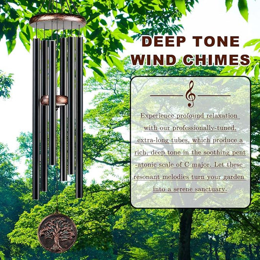 Large Wind Chimes for Outside, 48" Vintage Tree of Life Deep Tone Wind Chime Outdoor Clearance with Heavy Tubes, Patio Porch Garden Decoration, Memorial Gifts for Women Men Mom