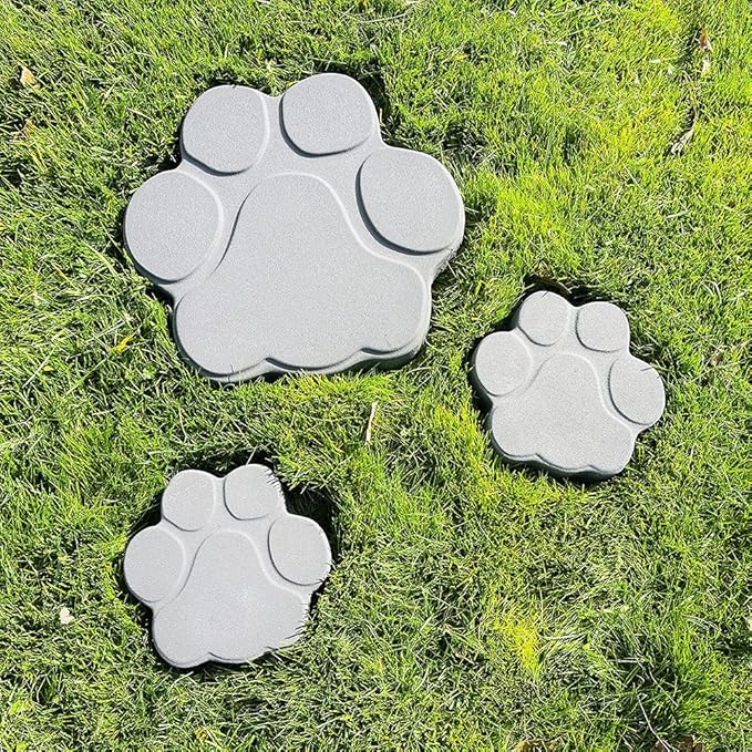 AUTUMN Paw Print Stepping Stone Mold, Concrete Cement Mold for Non-Slip Garden Decor, 7 in