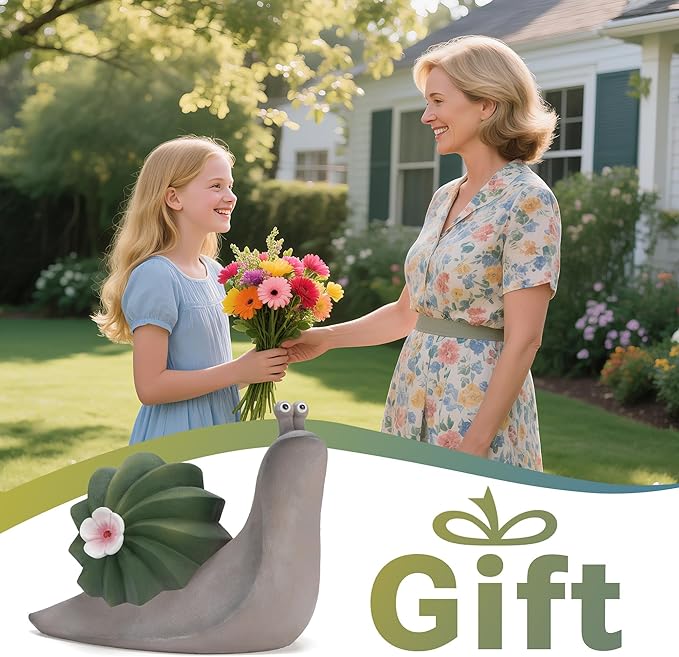 Etlemonde Solar Cactus Snail Statue Garden Decor Light - Outdoor Decorative LED Flower, Suitable for Patio, Lawnand Garden Decorations, Gifts for Mom