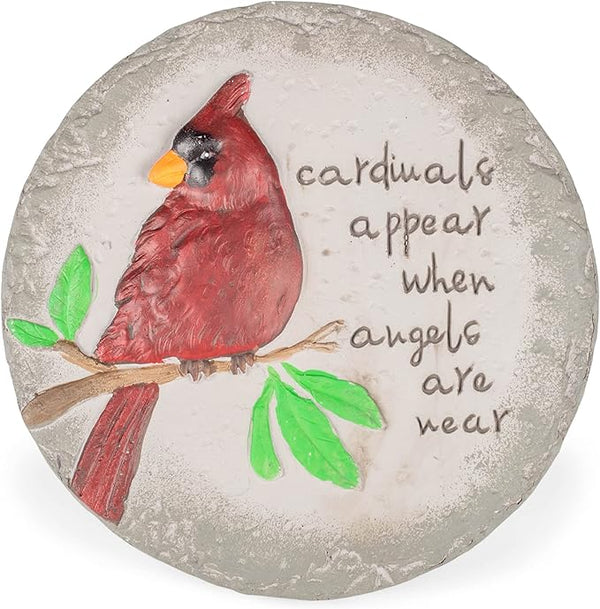 Transpac A7201 Cardinal Birds Appear When Angels are Near Red Round 10 inch Cement Garden Memorial Bereavement Stepping Stone