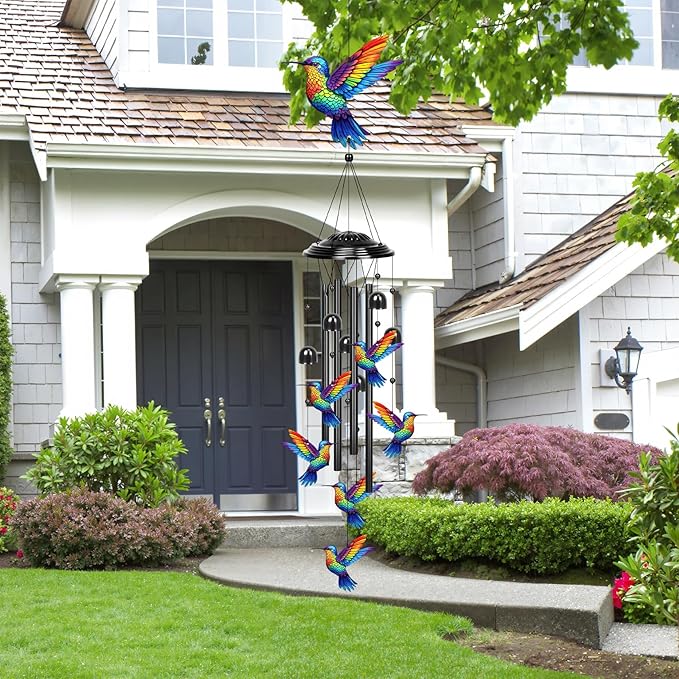YHmall Wind Chimes for Outside, 35 in Mothers Day Hummingbird Gardening Gifts for Mom Women Grandma Colorful Metal Windchimes Outdoors Hummingbird Garden Decor for Home Yard Patio