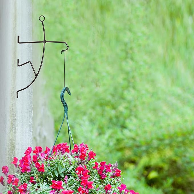 GUTE Outdoor Hanging Plant Bracket, Wall Hanging Planter for Indoor Outdoor Plants, Metal Stick Man Plant Hanger for Creative Decorations, Home Patio, Lawn, Garden Porch Décor
