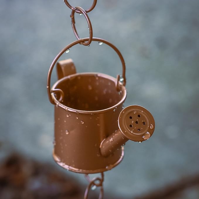 Trademark Innovations 8.25' Copper Colored Watering Can Rain Chain for Gutters and Downspouts