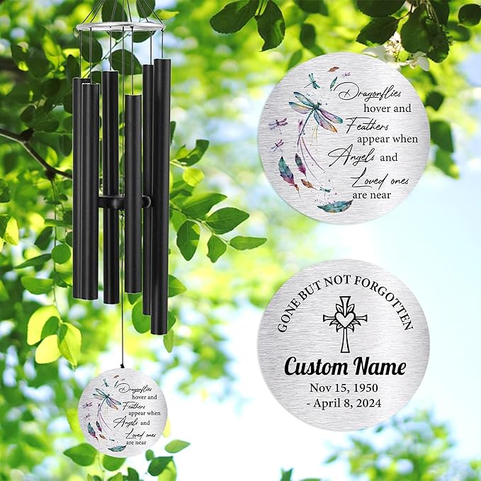 Pwesionalized Sympathy Wind Chimes 30 inch, Memorial Gift for Loss of Mom/Dad/Grandma/Loved one, 42inch Customized Bereavement Gift Idea for Condolences Funeral