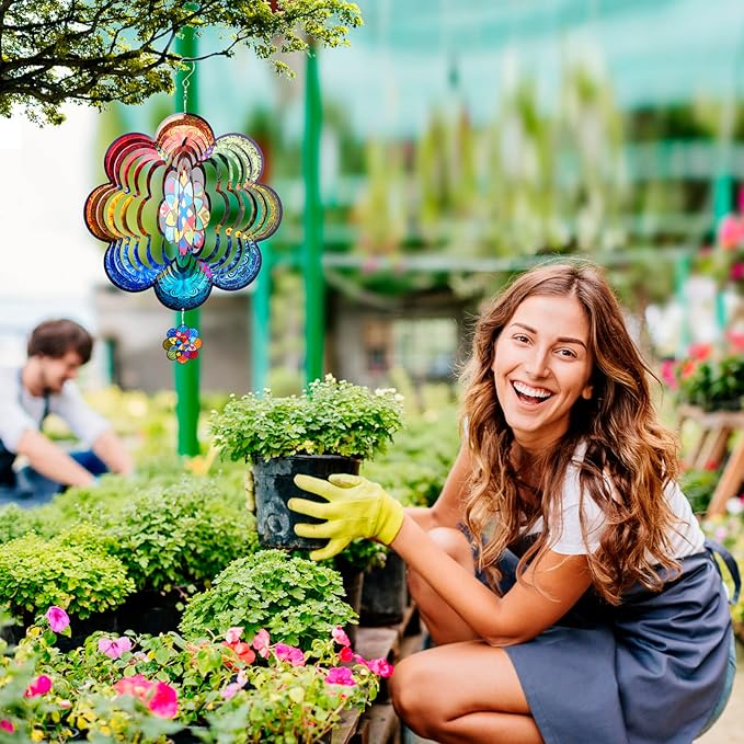 Wind Spinners,12 inch Multi Color Mandala with 360° Swivel Hook for Yard and Garden, Bird Wind Catcher, Metal Wind Spinners Outdoor for Lawn Hanging Crafts Decor Kinetic Yard Art Ornament Gifts