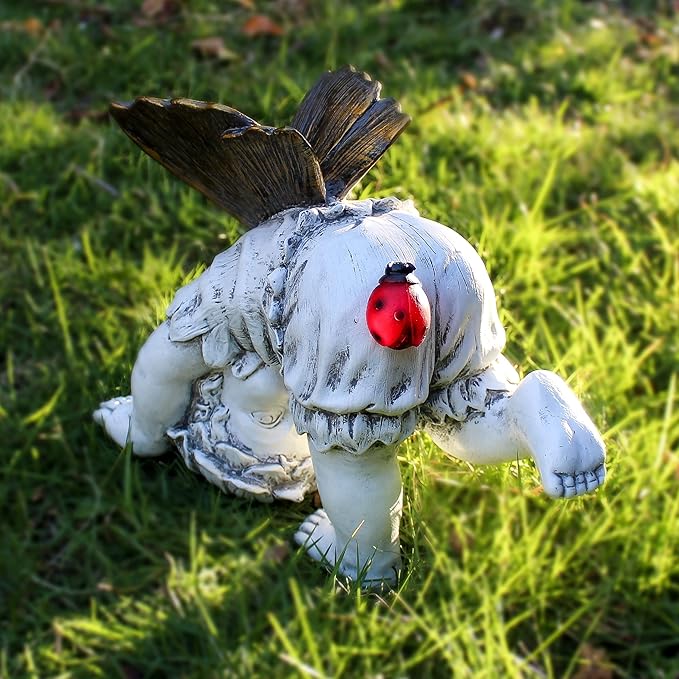 Suyorpe Fairies for Fairy Garden Solar Decor - Fairy Figurines Resin Outdoor Statues Ornaments with Light up Ladybug for Patio,Lawn,Yard,Porch,Outside Angel Gifts
