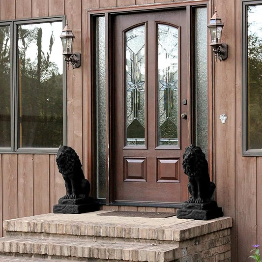EMSCO Group Guardian Lion Statue, Black Polyethylene, Outdoor Garden Decor