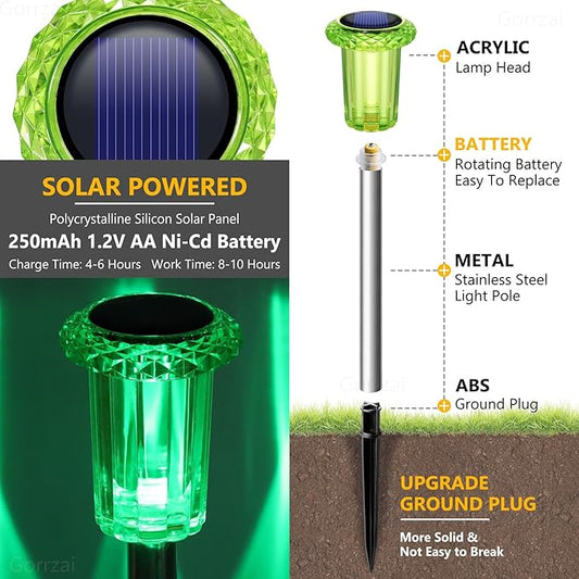 Solar Lights Outdoor 10 Pack Solar Pathway Lights Green Halloween Decorations Waterproof Yard Lighting for Outside Driveway Garden Walkway Path Landscape Lawn