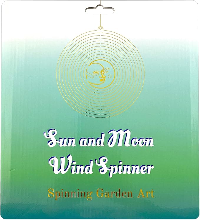 Wind Spinner Metal Garden Spinners Outdoor Garden Art for Backyard Outdoor Hanging Decor and Spinners for Yard and Garden Ornaments 3D Shape (Silver Sun & Moon)