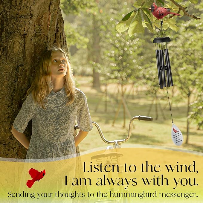 Memorial Wind Chimes for Outside,Cardinal Wind Chimes for Loss of Loved One,Sympathy Wind Chime,Memorial Gifts for Loss of Mother,Sympathy Gifts for Loss of Dad,Windchimes in Memory of a Loved One