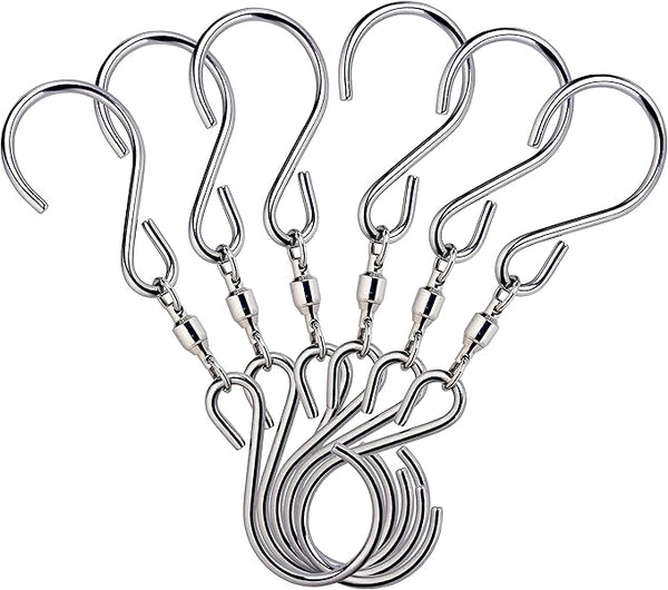 HS's Creation 6 Pack Dual Swivel S Hooks for Indoor Outdoor Organization Spinning Hanger Wind Chimes Spinner Prism Windsocks Hanging Plant Hanging Crystal Ornaments Rainbow Maker Pendant Etc.
