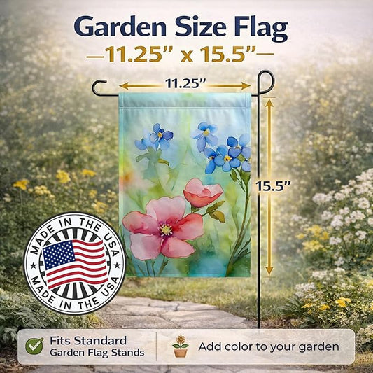 Caroline's Treasures Alaska Forget-me-nots in Watercolor Garden Flag Mailbox Flag Decorative Yard Flag Banner Outside Patio Artwork Yard Flower Beds, Garden Size, Multicolor