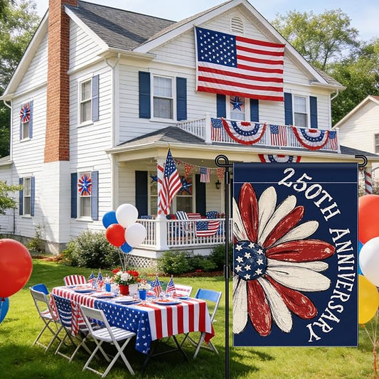 250th Anniversary America Garden Flag, 250 Anniversary USA Flag Patriotic Banner 250 Years of Freedom Yard Sign 4th of July Double-Sided Waterproof 1776-2026 Commemorative Flag 12x18 Inch