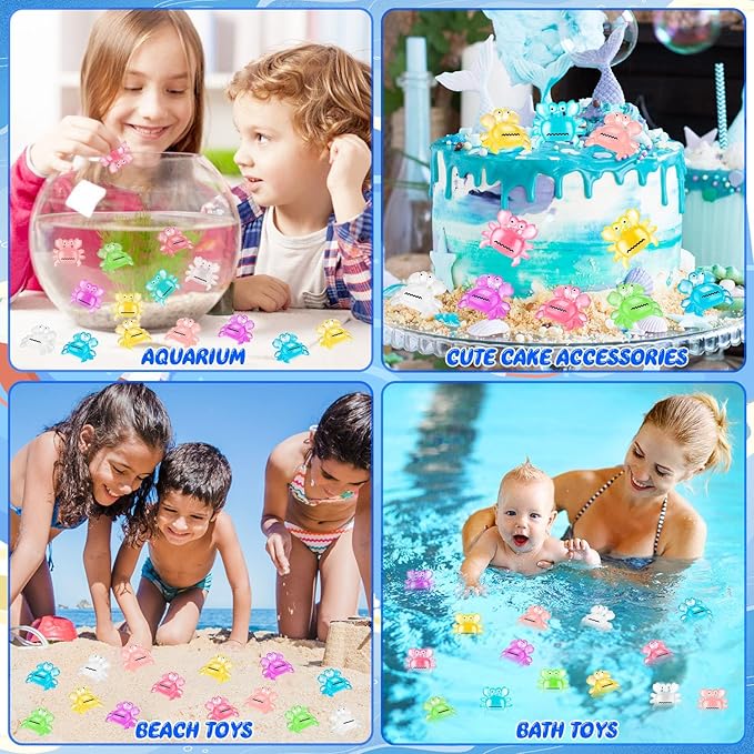 126PCS Luminous Mini Resin Crabs Cute Crab Figurines Glow in The Dark, Tiny Miniature Crabs Animals for Micro Moss Landscape Dollhouse Pots DIY Crafts Hidden Game (7 Colors)
