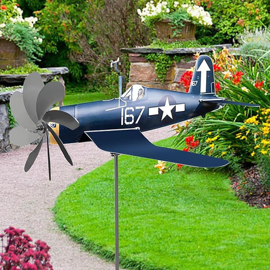 Airplane Wind Spinner, Airplane Weather Vane for The Yard Garden Wind Sculpture Windmill Aircraft Pinwheel Metal Handmade A-irplane W-eathervanes Windmill Outdoor Courtyard Decor Garden Pinwheels
