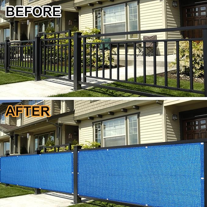 Eden's Decor Balcony Privacy Screen Cover Mesh Windscreen Weather-Resistant UV Protection for Backyard Deck, Patio, Balcony, Pool, Porch, Fence, Railing, Gardening (Blue,3'x 15')