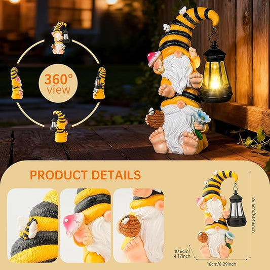 Garden Gnomes Outdoor Decor with Solar Led Lantern Gnomes Decorations for Yard,Patio,Lawn,Gnome Gifts for Women,Mom