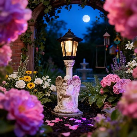 Solar Garden Statues Memorial Decor Garden Angel Statues for Outside Lawn Yard Patio Balcony Art Sculptures Gifts for Mom Women
