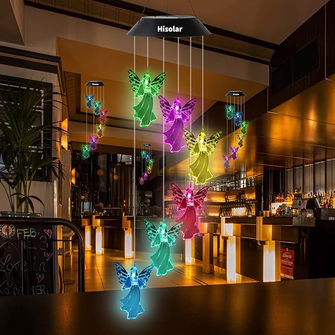 Angel Solar Wind Chimes Light Color Changing Solar Mobile Waterproof LED Solar Powered Wind Chimes for Home Party Yard Garden Decor,Gifts for mom Birthday Gifts
