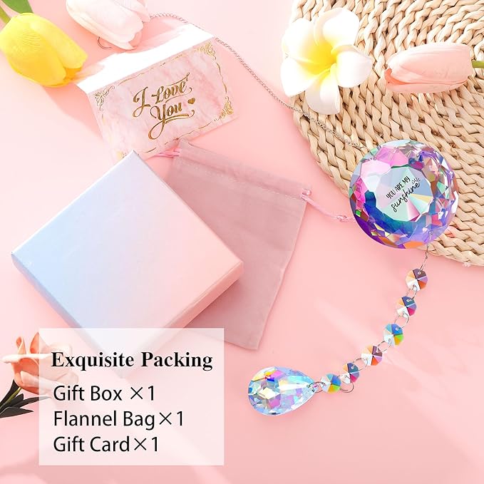 Gifts for Women,Inspirational Crystal Sun Catcher Gifts Motivational Crystal Decoration Gift for Women Graduationg Christmas Birthday