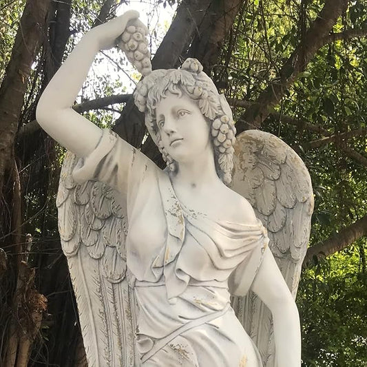 Zaer Ltd. 65" Tall Graceful Magnesium Angel Statue in Antique Grey Distressed Finish Antique Classical Design (Celeste)