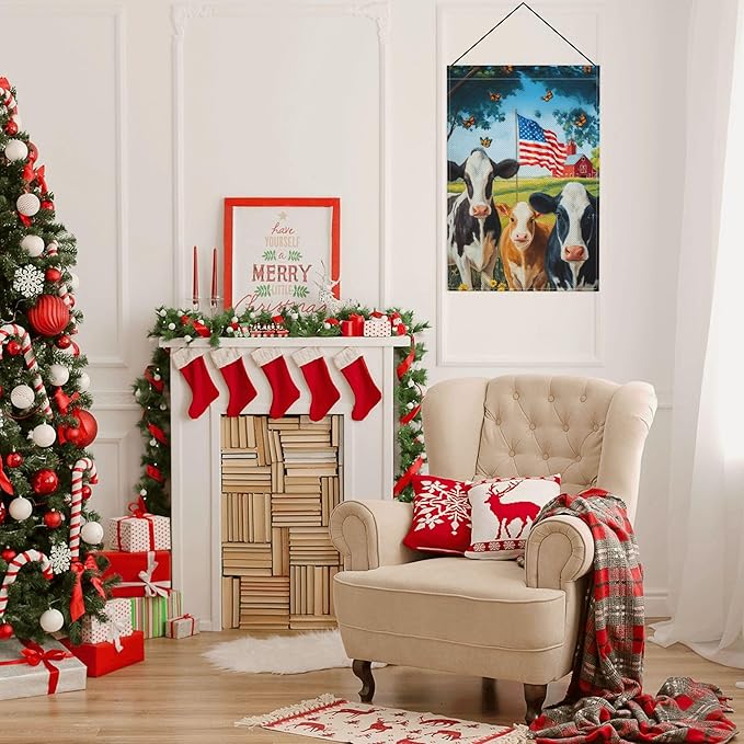 Cow Print Garden Flag Seasonal Double Sided 12 x 18 Inch Small Yard Flag for Indoor Outdoor Decor Holiday All Seasons