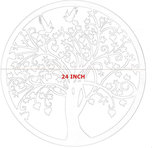 Bellaa 20193 Metal Wall Decor Tree Circle of Life Birds Nature Round Sign Indoor Living Room Rustic Art Outdoor Garden Patio Decor
