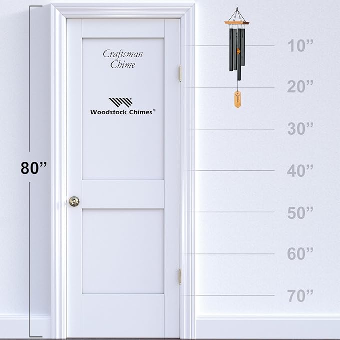 Woodstock Chimes Signature Collection, Woodstock Craftsman Chime, 25'' Black Decor Designs Wind Chimes for Outdoor, Patio, Home or Garden Décor (CRCBM)