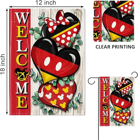 Love Decorative Garden Flag, Red Heart Farmhouse Yard Outside Decorations, Anniversary Wedding Burlap Outdoor Small Home Decor Double Sided 12 x 18