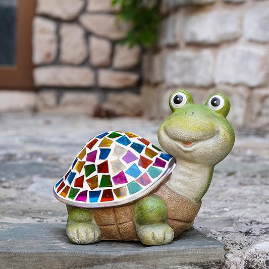 MININOVA Solar Mosaic Turtle Statues Outdoor Garden Decorations Kids Solar Light for Outside Home Decor Gifts for Kids Women Retirement Housewarming Christmas