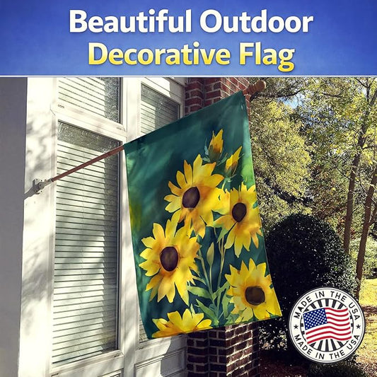 Caroline's Treasures Kentucky Goldenrod in Watercolor House Flag Large Porch Sleeve Pole Decorative Outside Yard Banner Artwork Wall Hanging, Polyester, House Size, Multicolor
