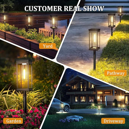 8 Pack Solar Pathway Lights Outdoor, IP65 Waterproof Solar Lights Outdoor ,Auto On/Off Walkway Landscape Lighting, Warm White LED for Garden, Yard, Driveway, Patio Landscape Decor